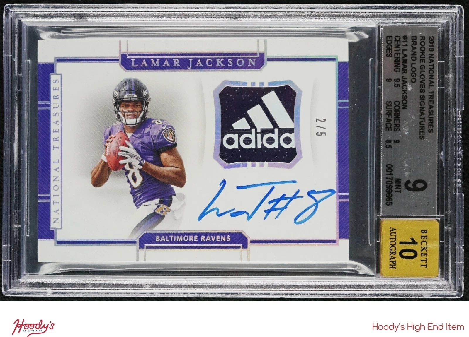Lamar Jackson Panini National Treasures Rookie Gloves Signatures #RGSLJ Brand Logo 1/1