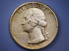 1932 P WASHINGTON QUARTER__25C SILVER COIN__VF/XF EXAMPLE__SEMI KEY FIRST YEAR