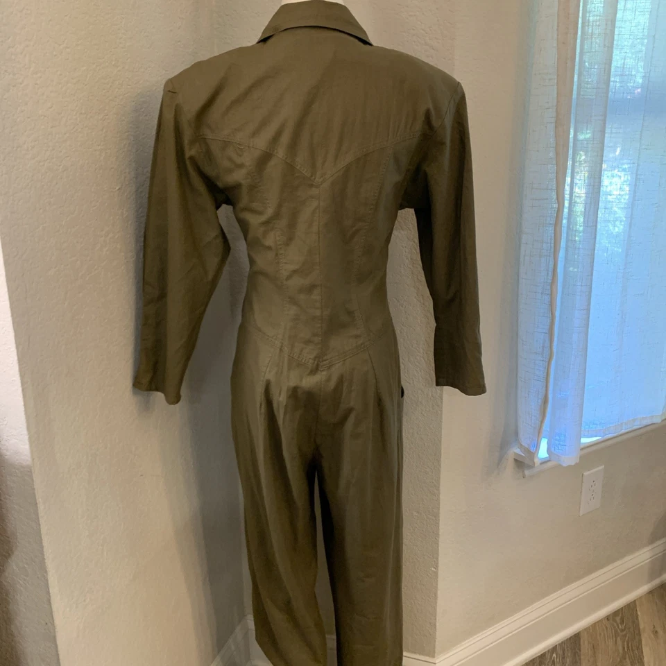 Macacão feminino vintage Jon Wesley Western Army verde década de 1980 tamanho 8 Rockabilly - Imagem 2 de 4