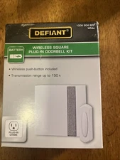 Defiant Wireless Square Plug-In Doorbell Kit (1008 504 922) White; NEW IN BOX