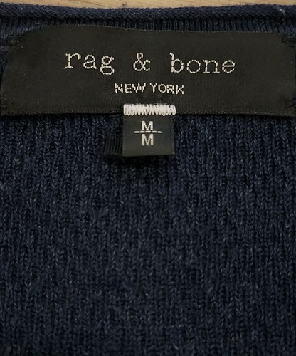 Rag & Bone Sweater Men's Medium Martin Extra Fine Merino Wool Crewneck Blue Soft - Picture 5 of 8