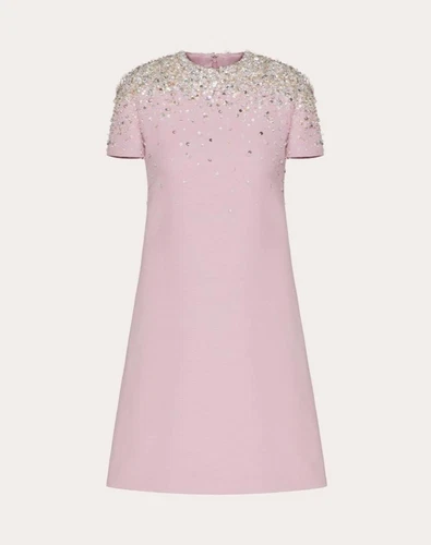 SPLENDIDO minidress Valentino Garavani ricamato A Line rosa TG 38 2 US.