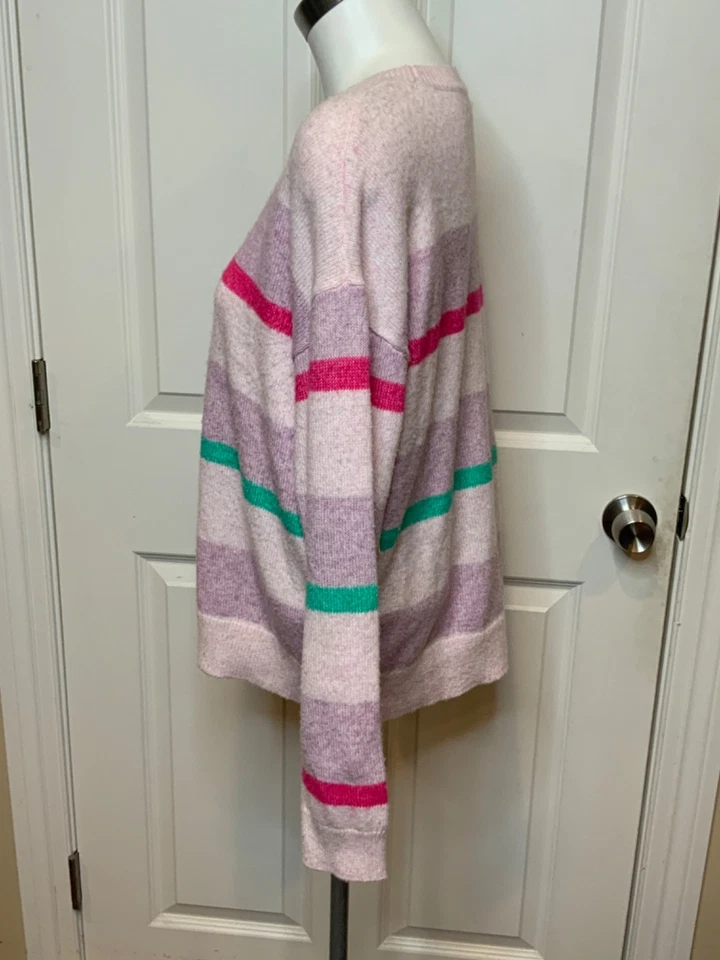 Suéter a Rayas Elizabeth and James Rosa Claro, Púrpura y Verde, Talla L Foto 4 de 4