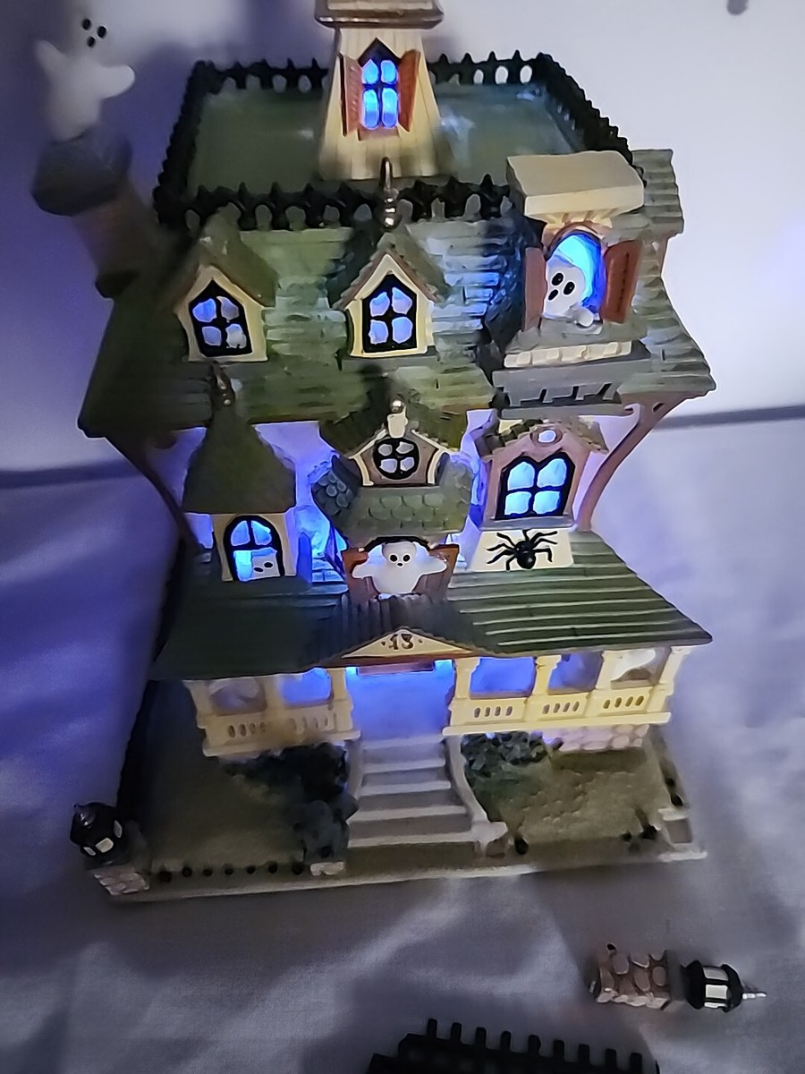 LENOX SPOOKY MANOR Light Up Halloween House - works has flaws | eBay