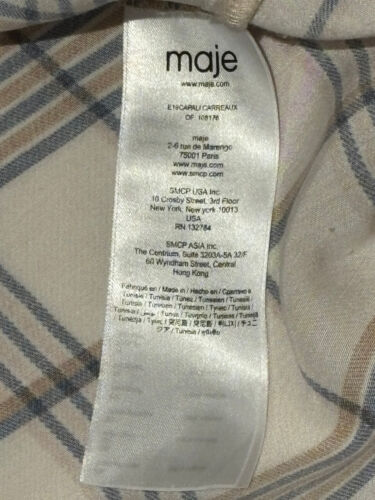 Maje Shirt / Blouse – Ladies – Blue / Fawn Check - Size 2 / UK 14 - Picture 4 of 6