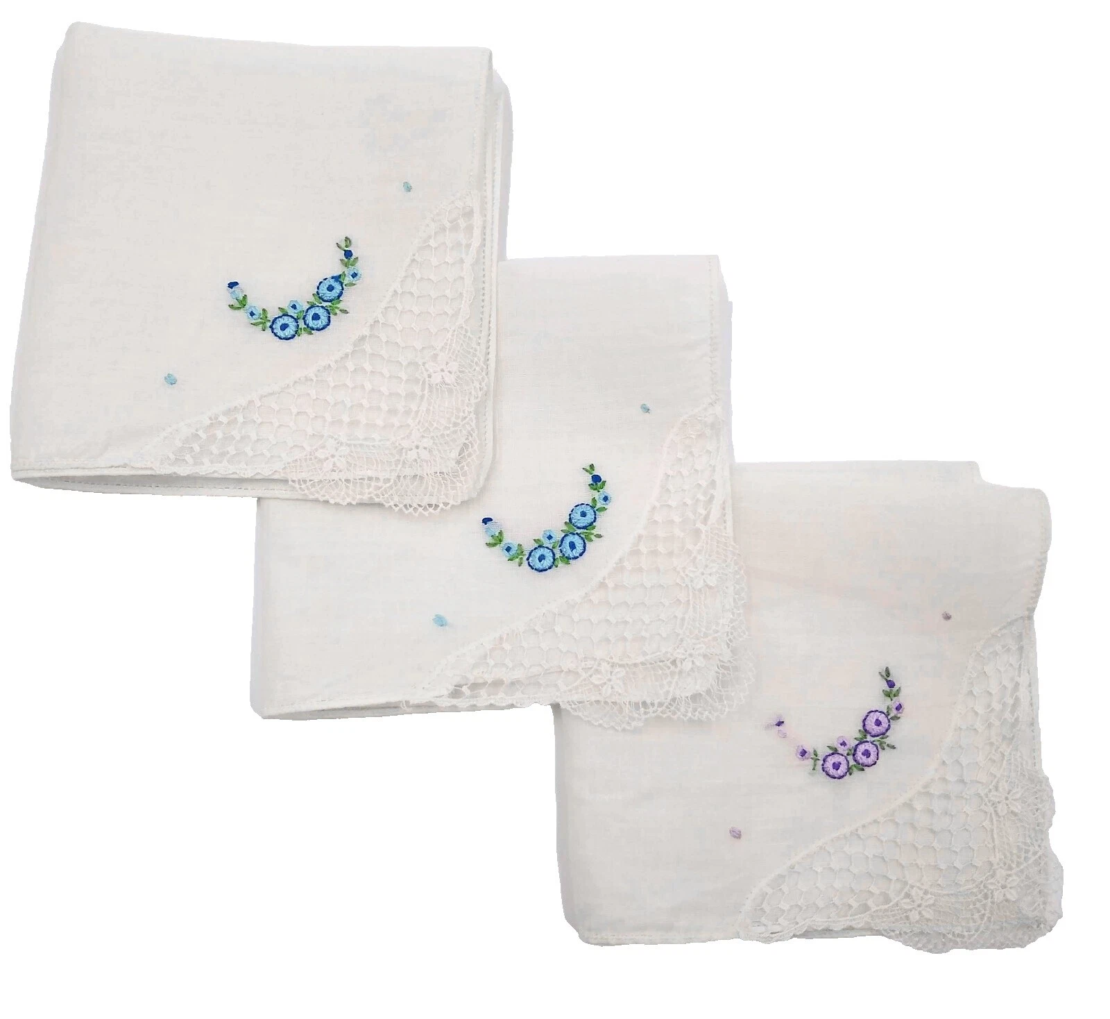 Mezcla de lino bordado Pañuelos vintage Plain & Solid