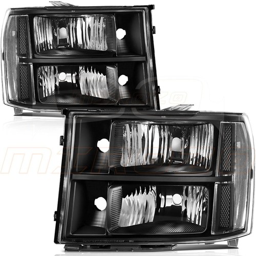 Headlights Assembly Pair For GMC Sierra 1500 2500 2007-2014 Headlamps Assemply - Picture 10 of 12