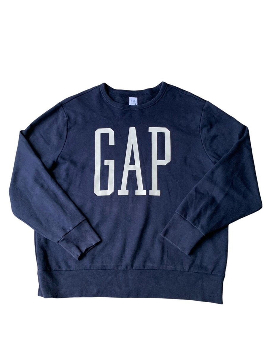 GAP Sweatshirt Mens Medium XL Navy Fleece Large Logo USA | eBay UK