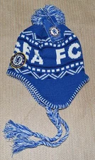 CHELSEA FC SOCCER PERUVIAN BEANIE NEW !  OFFICIAL SKULL CAP HAT WINTER 