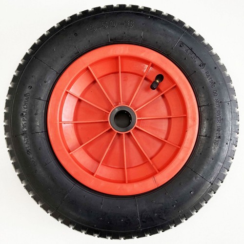 14" RED WHEELBARROW WHEEL CHOOSE PNEUMATIC & PUNCTURE TYRE SOLID 3.50-8 NEW - Picture 2 of 4