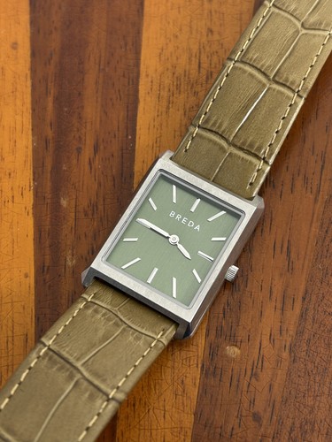 Breda Virgil Tank Watch Green Dial Unisex 26mm - New Battery