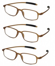 Calabria TR191 Flexie Sport Reading Glasses 1.25 Cream Soda Brown 3 PACK Unisex