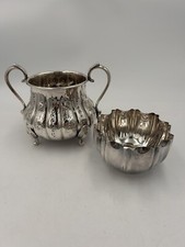 Antique Silver Plated Sugar Bowl FBRS Ltd 10cm x 6cm & Vase/Waste Bowl 12 x 16cm