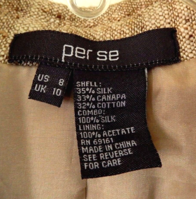 60枚 ④ Classy Per Se PER MONTREAL Silk-Blend Pant Suit-8, tan mottle NWT