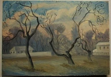 Ukrainian Soviet Oil Painting Postimpressionism landscape tree gardens 