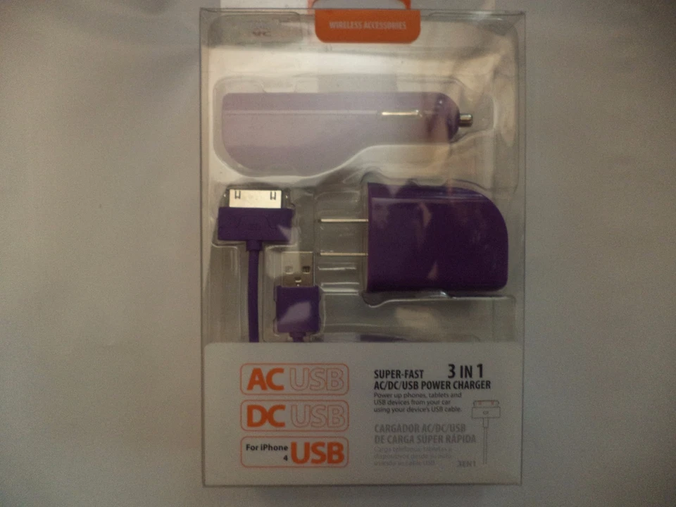 Cable de datos USB cargador 3 en 1 Reiko Apple iPad, iPad2, iPad3, iPhone4/4G/4S rosa Foto 2 de 4