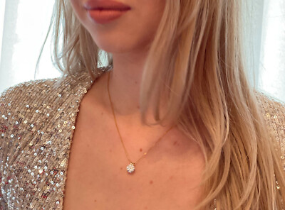 Exquist Weihnachtsgeschenk für Sie 8 mm Diamant Solitär 1,5 Karat Halskette 18 Karat GOLD