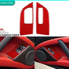 Red Carbon Fiber Window Lift Switch Panel Cover For Mitsubishi Eclipse 2006-2012