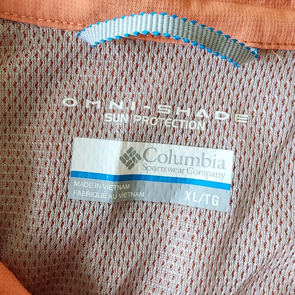 COLOMBIA Omni Shade Shirt Mens XL Orange SPF Vented Nylon Lightweight Sun Top - Image 4 of 4