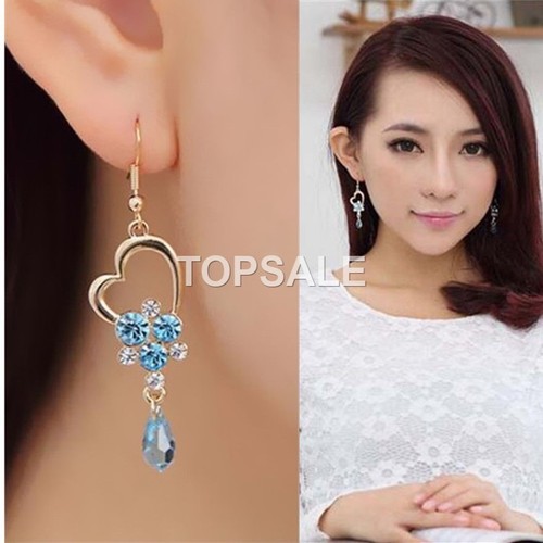 18k Gold Plated Heart Shape Drop Dangle Earrings - Picture 5 of 5