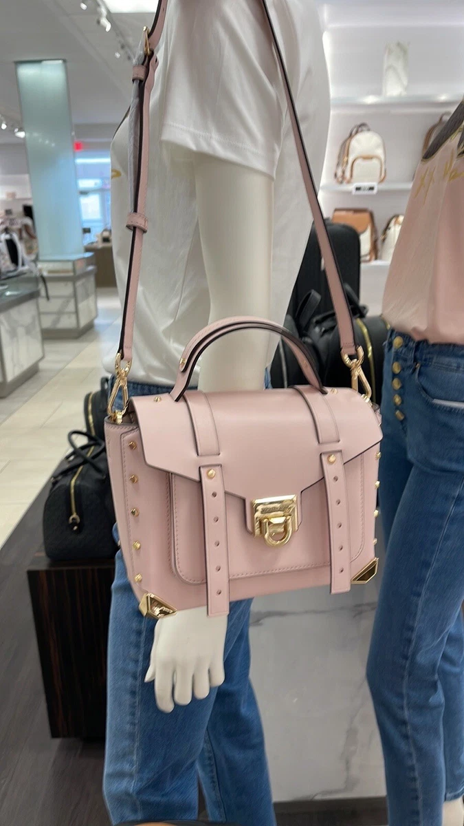 Michael Kors Manhattan Medium Powder blush Pink Leather Satchel Crossbody  Bag