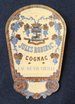 Altes Etikett COGNAC JULES ROBIN Eau-de-vie altes Kleinformat old label