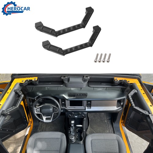 Top Front Door Roll Bar Grab Handles Grip Handle For Ford Bronco 2021-2023 Black - Foto 4 di 10
