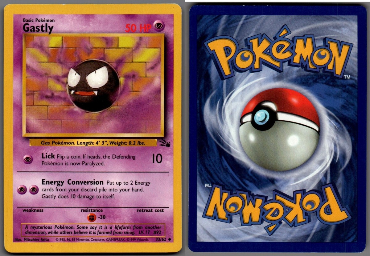 1999 Pokemon, Fossil, #33/62 Gastly, Uncommon | eBay