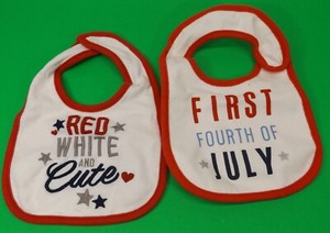 Baby Bib Holidays Fourth Of July Lot of 2 - Red White & Cute - First 4th