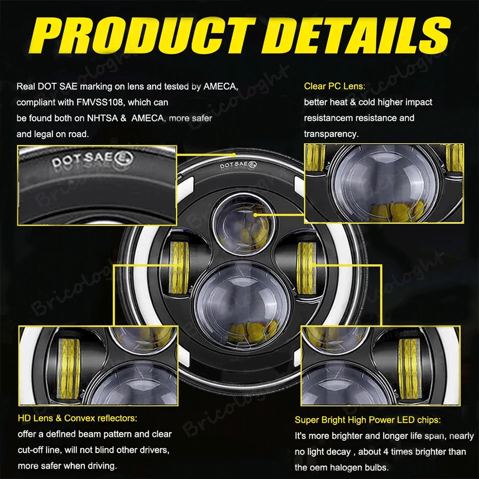 Faros LED redondos HI/LO para Ford Fairlane 1955 1956 1957 2 piezas 130 W 7 pulgadas Foto 3 de 4