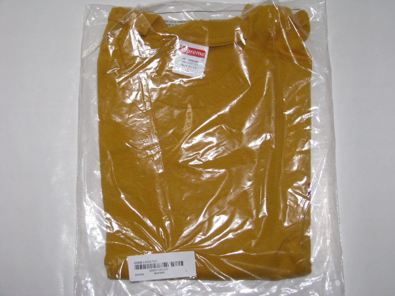 Tee shirt SUPREME New York Gonz logo MOUTARDE homme grand NEUF ! S/S 2018 BOGO