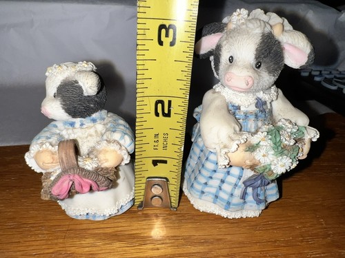 Mary Moo Moos 1995 Enesco Milk Maid And Flour Girl Cow Figurines (2) Pc Set VGUC - Picture 12 of 12