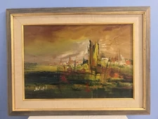 Authentic Zoltan Perlmutter (1922-2002) “ In The Negev “ Gouache Painting