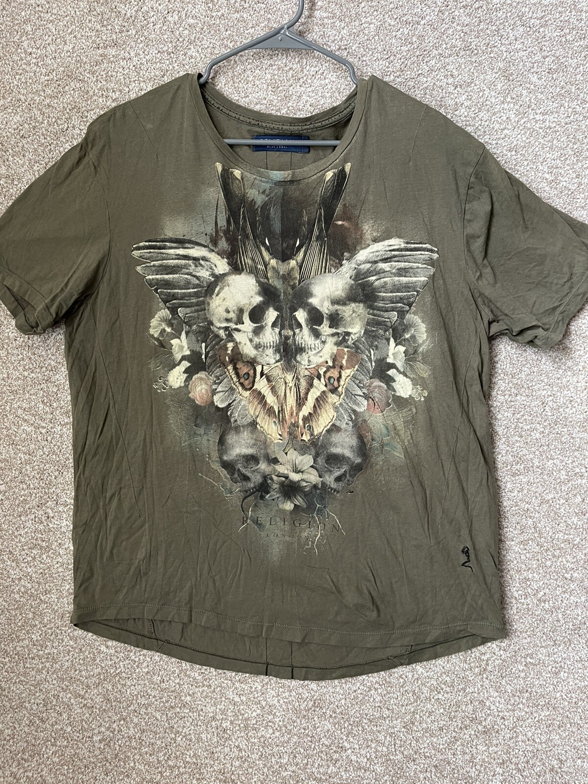 Religion London We Live in Black Designer Mens Green … Gem