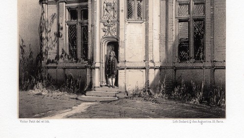 1800s Original V. PETIT Lithograph Historic Houses in Toulouse FRAMED SIGNED COA - Picture 3 of 3