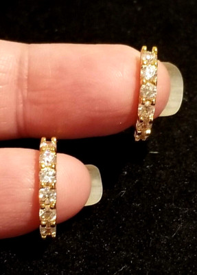 **NOS Stunning Xuping Gold Plated CZ Small Hoop Earrings**