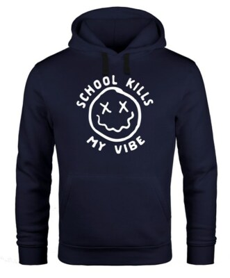 Hoodie Herren School Kills My Vibe Emoticon Kapuzen-Pullover Moonworks 