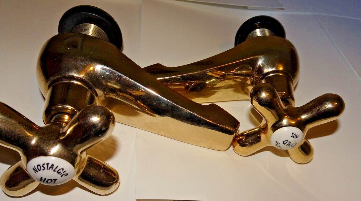 Gold Coloured Taps. One Pair. Two Cold. eBay