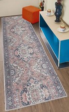 RUG RUNNER Printed Vintage Mahal Distressed Design 25in Width by Custom Length