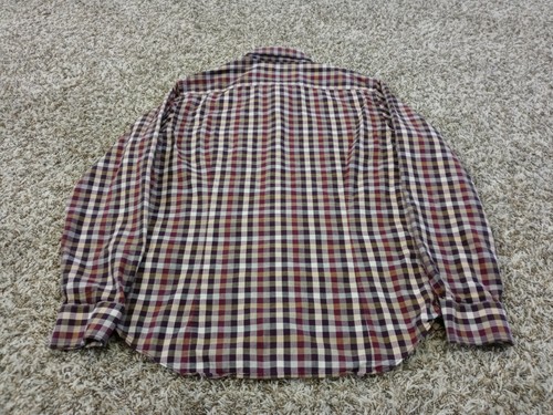 Camisa ajustada Banana Republic para hombre talla M beige roja manga larga botón delantero - Imagen 2 de 8