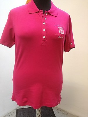 T-Shirt-Damen, STOOKER, Polokragen geknöpft, Emblem an der Brust