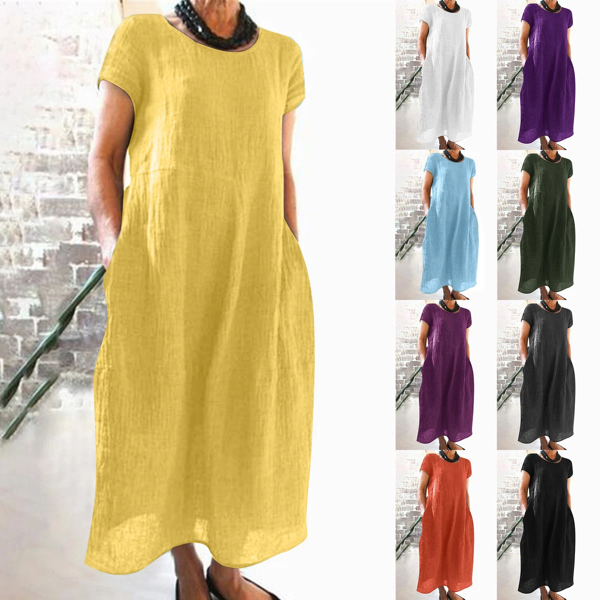 Simple linen cheap dress designs