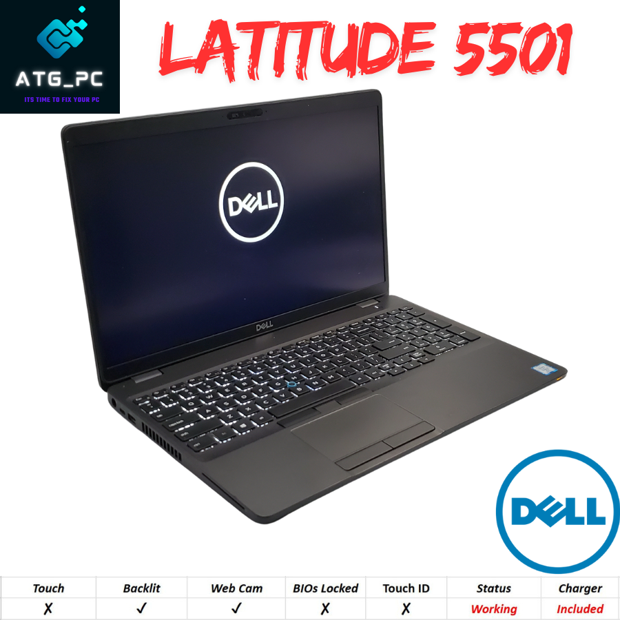 Dell Latitude 5501 Laptop Intel Core i7-9th Gen 2.6GHz 8GB RAM
