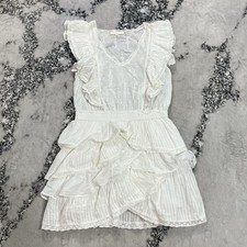 LoveShackFancy White Ruffle Lace Mini Dress Sleeveless Tiered Womens Medium