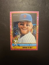 Harrison Bader 2025 Topps Heritage Chrome Pink Sparkle Card #189 New York  Mets 