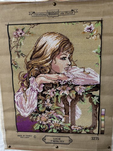 Vintage Margot De Paris Completed Needlepoint Tapestry Lucie D'Apres Yev - Foto 8 di 9