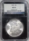 1885 Morgan Silver Dollar NGC graded MS 65  "In a Black 25th Anniversary Holder"