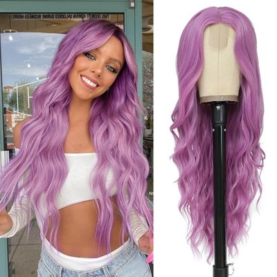 Long Purple Wavy for 26 Inch Middle Part Curly Wavy Natural Looking Synthetic...