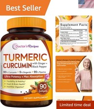 750mg Turmeric Softgel with 95 Curcuminoids  Ginger Extract - 90 Count