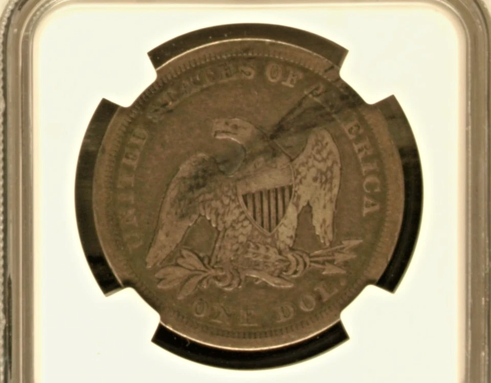 1843 Seated Liberty Silver Dollar NGC F12 Philadelphia Mint Low Mintage Coin USA - Image 4 of 4